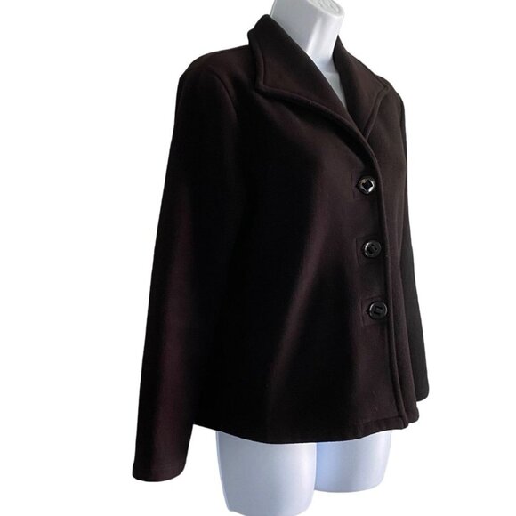 Talbots Petites 3 Button Front Black Fleece Jacket Coat Small - Picture 5 of 11